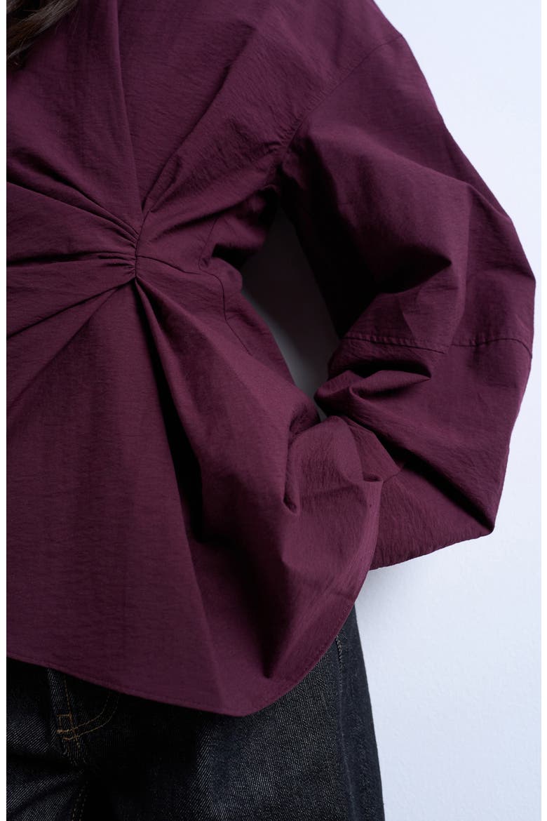 Asymmetric Pleat Long Sleeve Top, Alternate, color, BURGUNDY