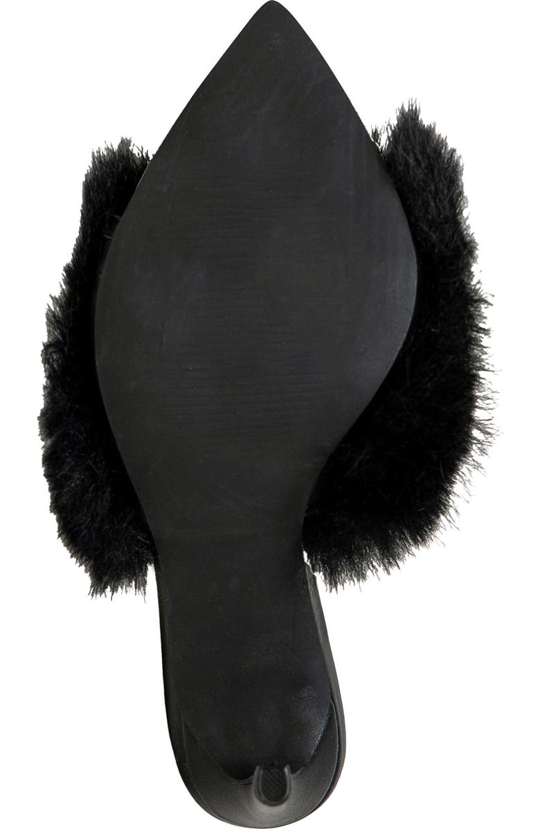 CHASE AND CHLOE Faux Fur Stiletto Mule Sandal, Alternate, color, Black
