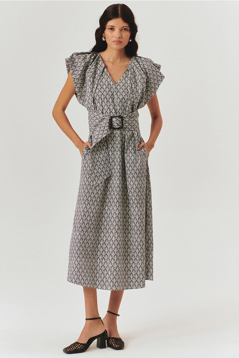 Hanna Midi Dress, Main, color, BLACK-WHITE