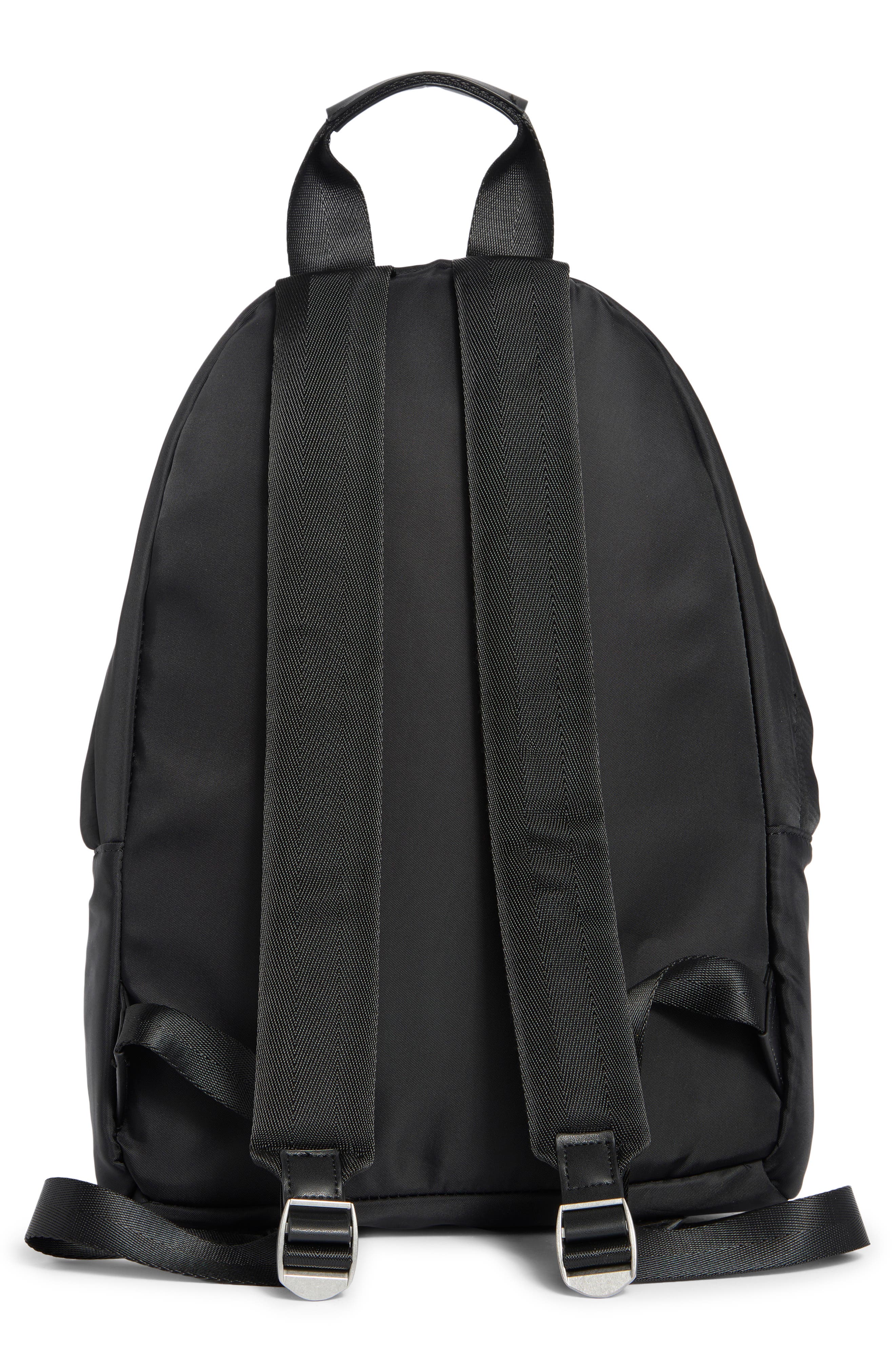 Teddy Keychain Leather Backpack, Alternate, color, BLACK