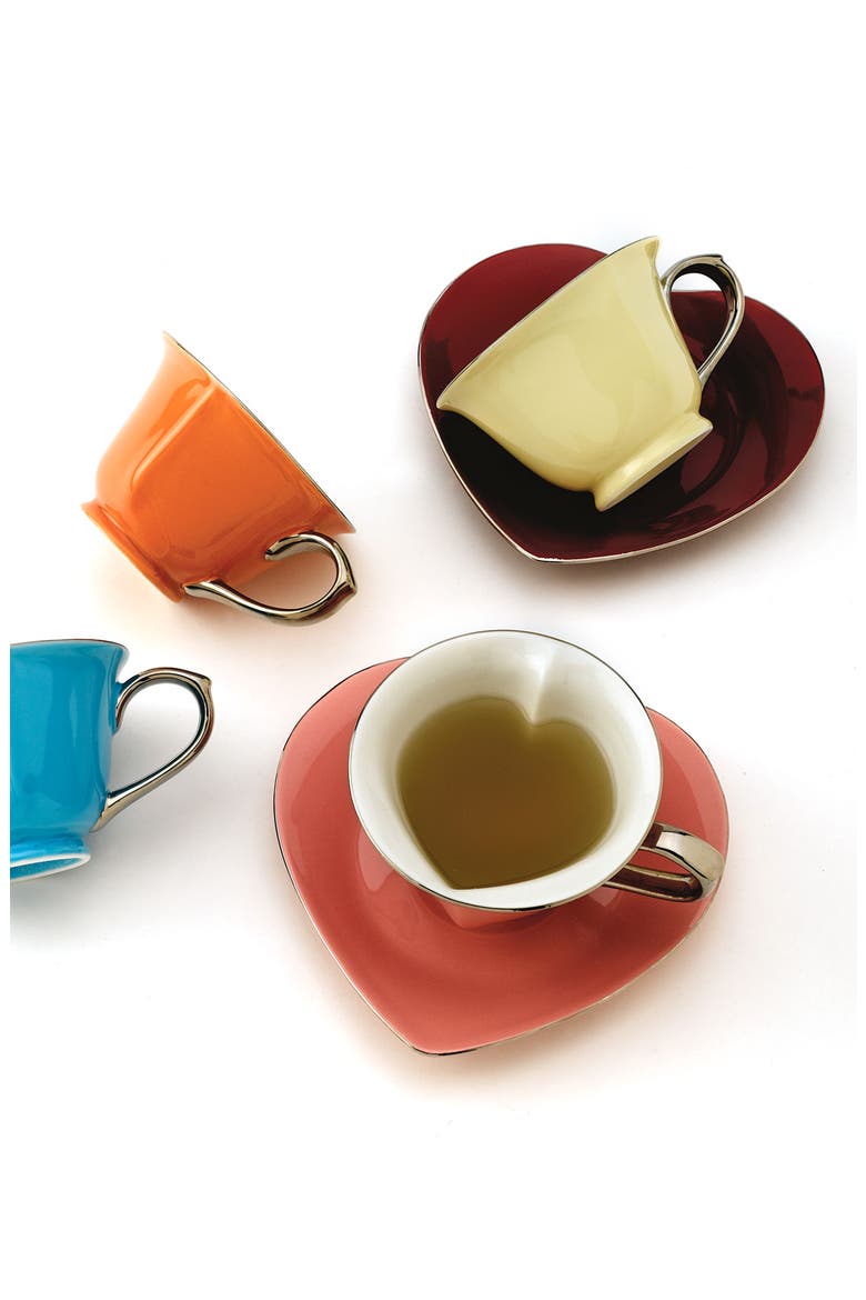 'Inside Out Hearts' Cup & Saucer Set, Main, color, ASSORTED