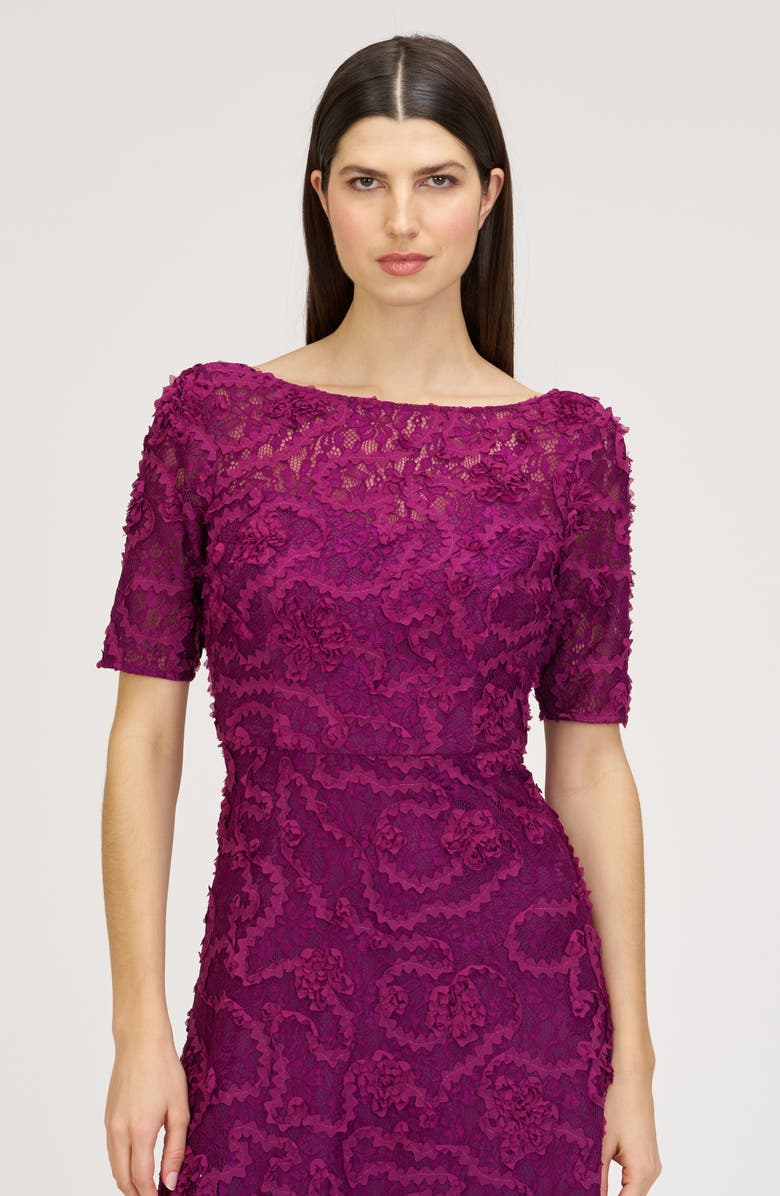 JS Collections Jenni Floral Lace Cocktail Midi Dress, Alternate, color, Plum Caspia