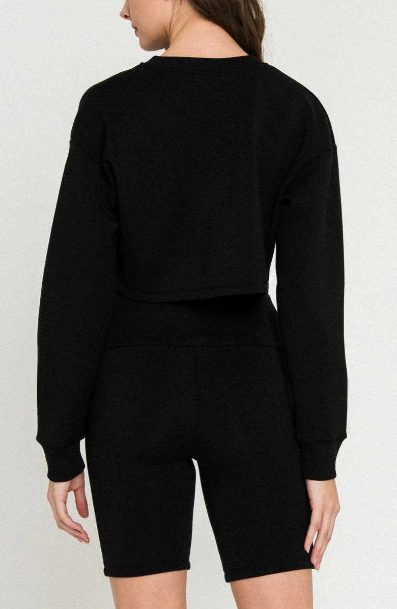 Grey Lab Lounge Wear Crop Crewneck Sweatshirt, Alternate, color, Black