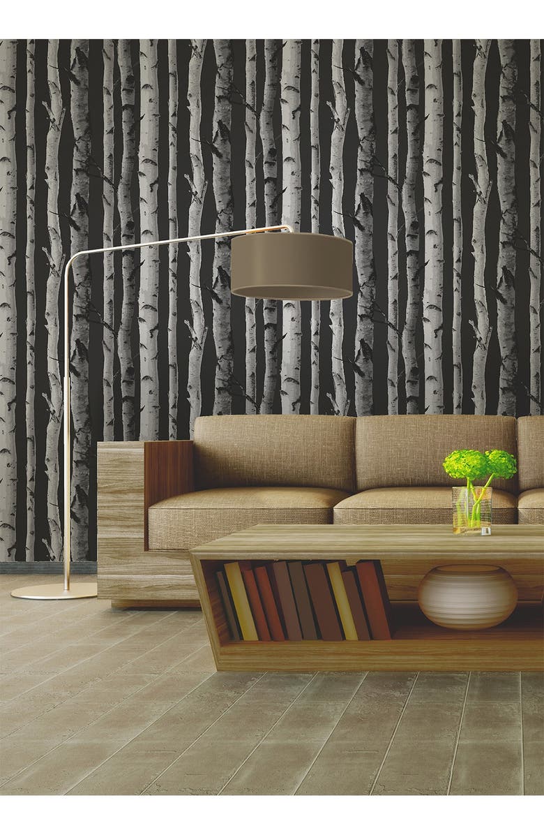 Wallpops Distinctive Black Birch Tree Wallpaper, Alternate, color,