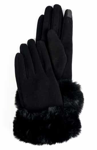 MARCUS ADLER Faux Fur Cuff Jersey Knit Gloves