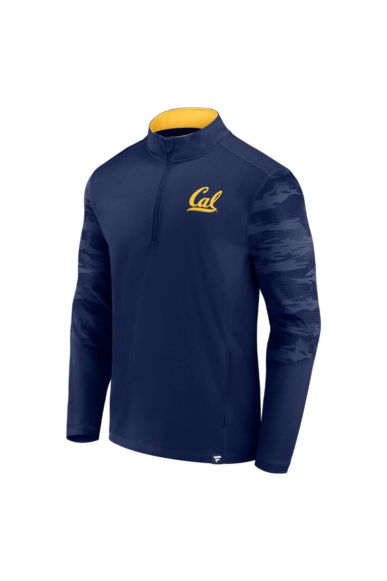 Men's Fanatics Branded Navy Cal Bears Ringer Quarter-Zip Top, Alternate, color, Navy