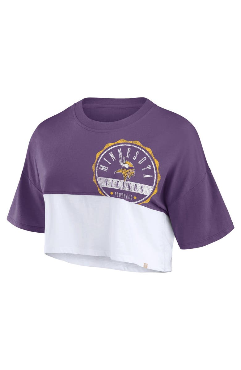 FANATICS Women's Fanatics Branded Purple/White Minnesota Vikings Boxy Color Split Cropped T-Shirt, Alternate, color, Purple