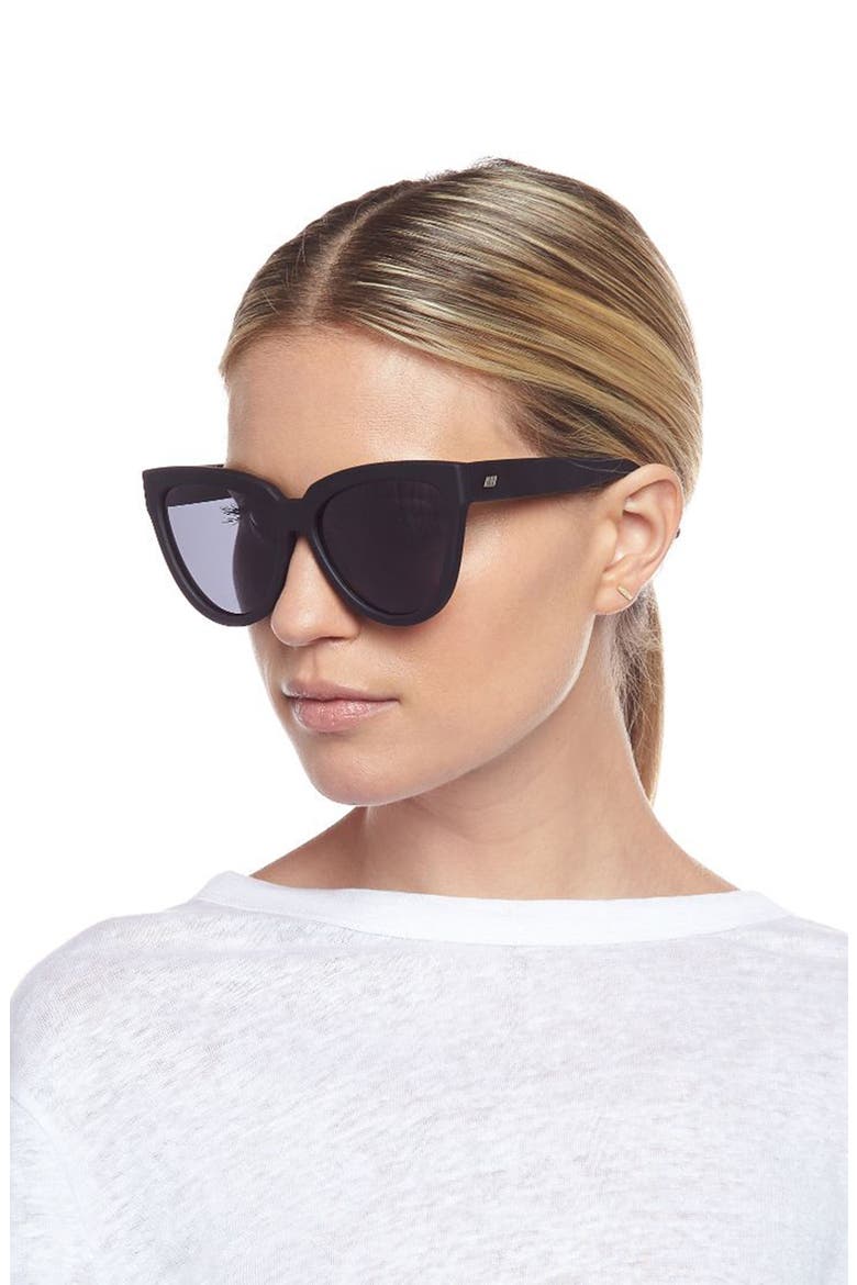 Liar Liar 57mm Polarized Cat Eye Sunglasses, Alternate, color, BLACK RUBBER