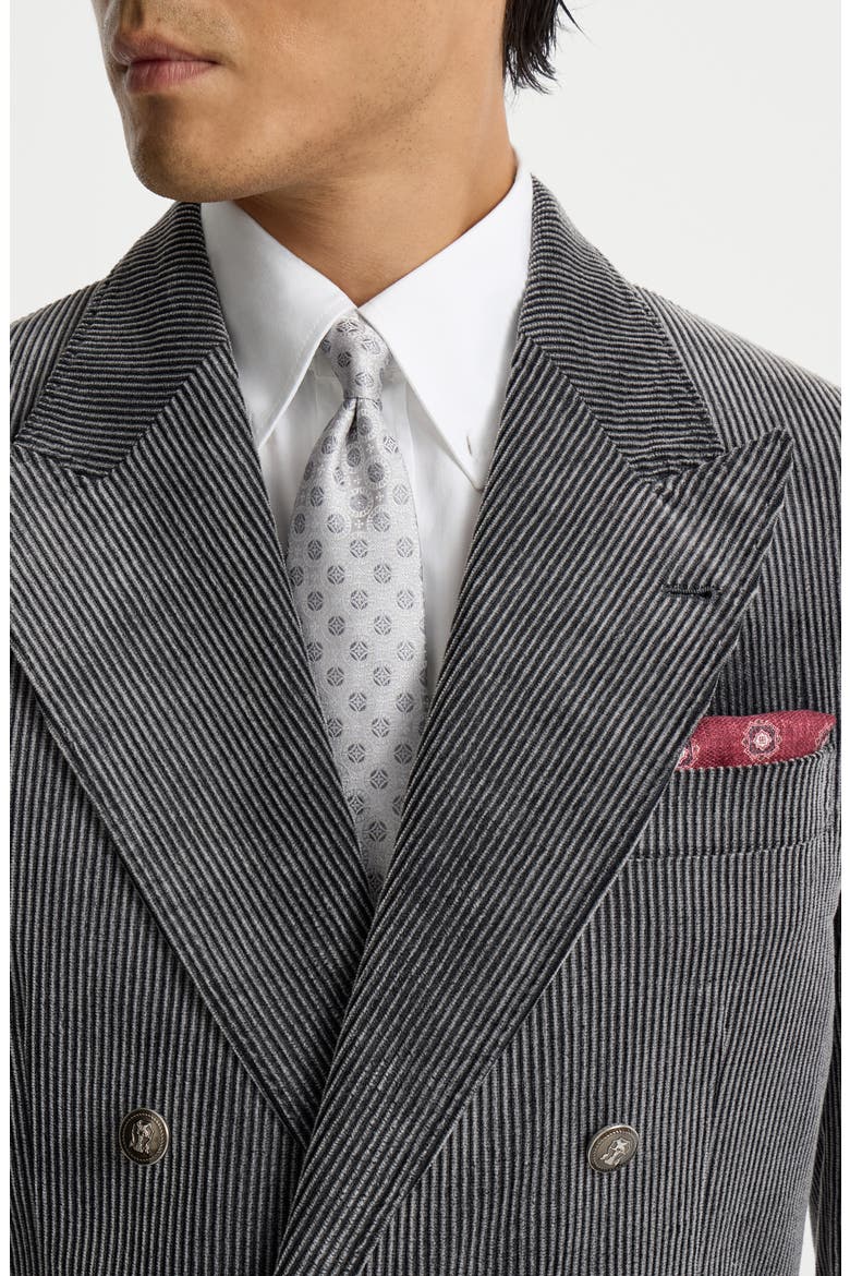Geometric patterned silk tie, Alternate, color, Light Grey