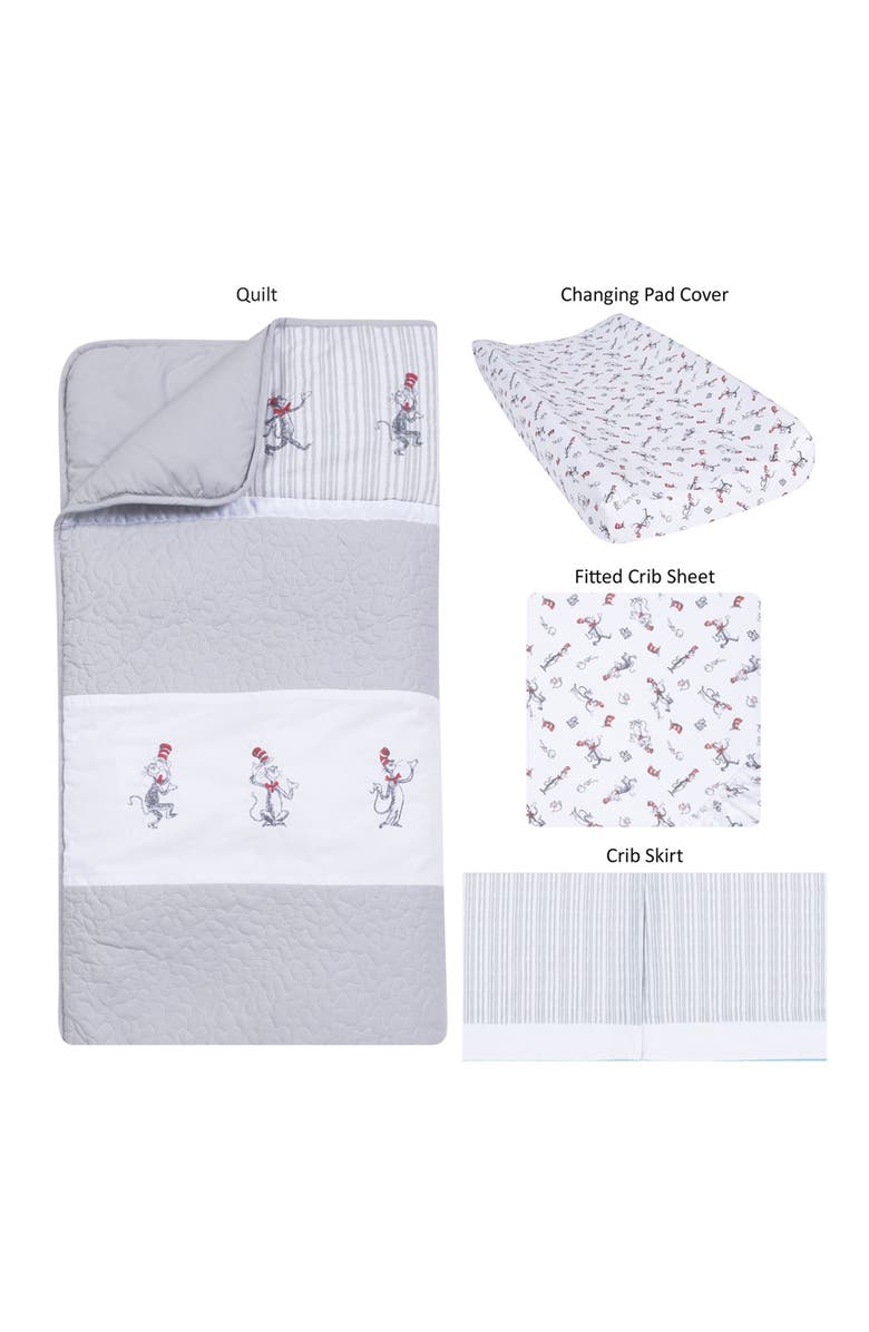 TREND LAB Dr. Sues Cat In The Hat Crib Bedding Set - 4-Piece Set, Alternate, color,