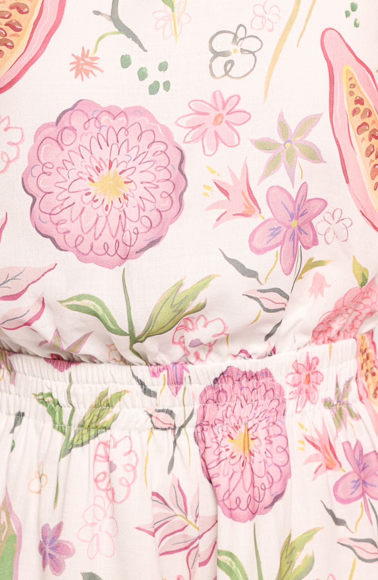 Petal & Pup Sally Floral One-Shoulder Linen Blend Romper, Alternate, color, Garden Floral