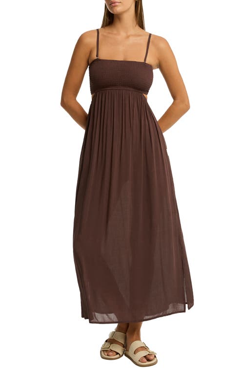 Sea Level Resort Essentials Cutout Cover-up Sundress In Cocoa