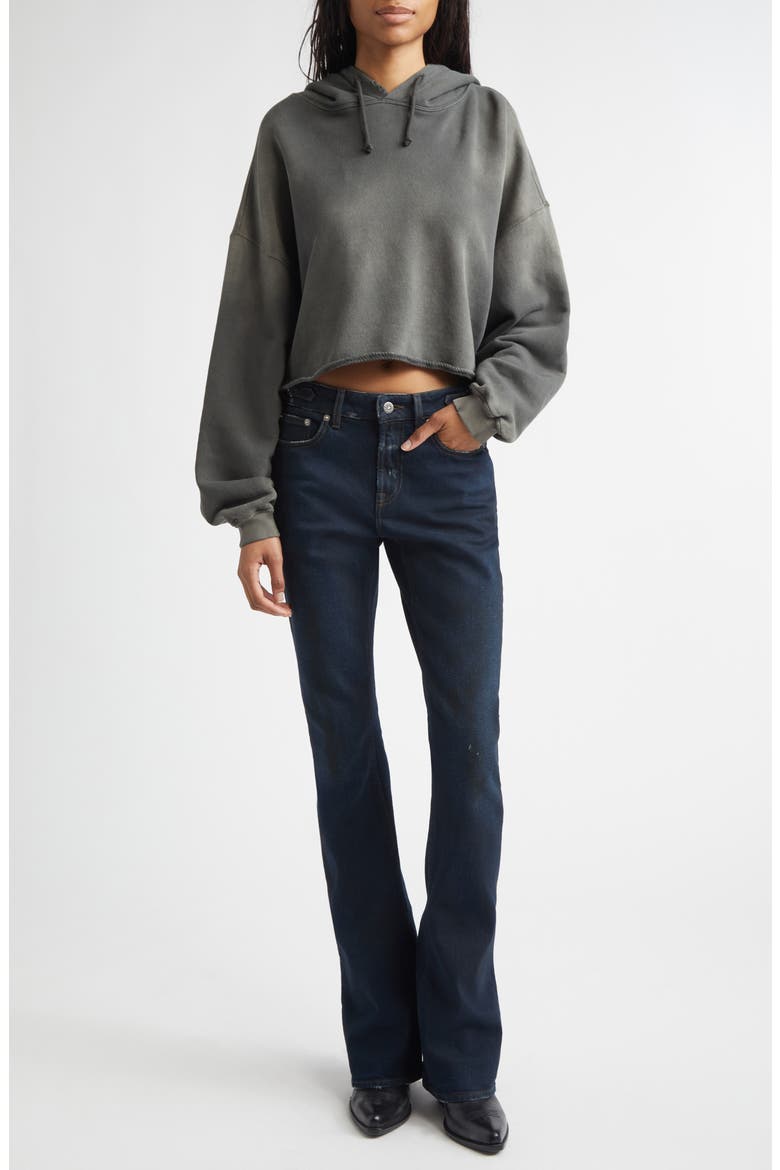 Star Distressed Oversize Cotton Crop Hoodie, Alternate, color, CHARCOAL