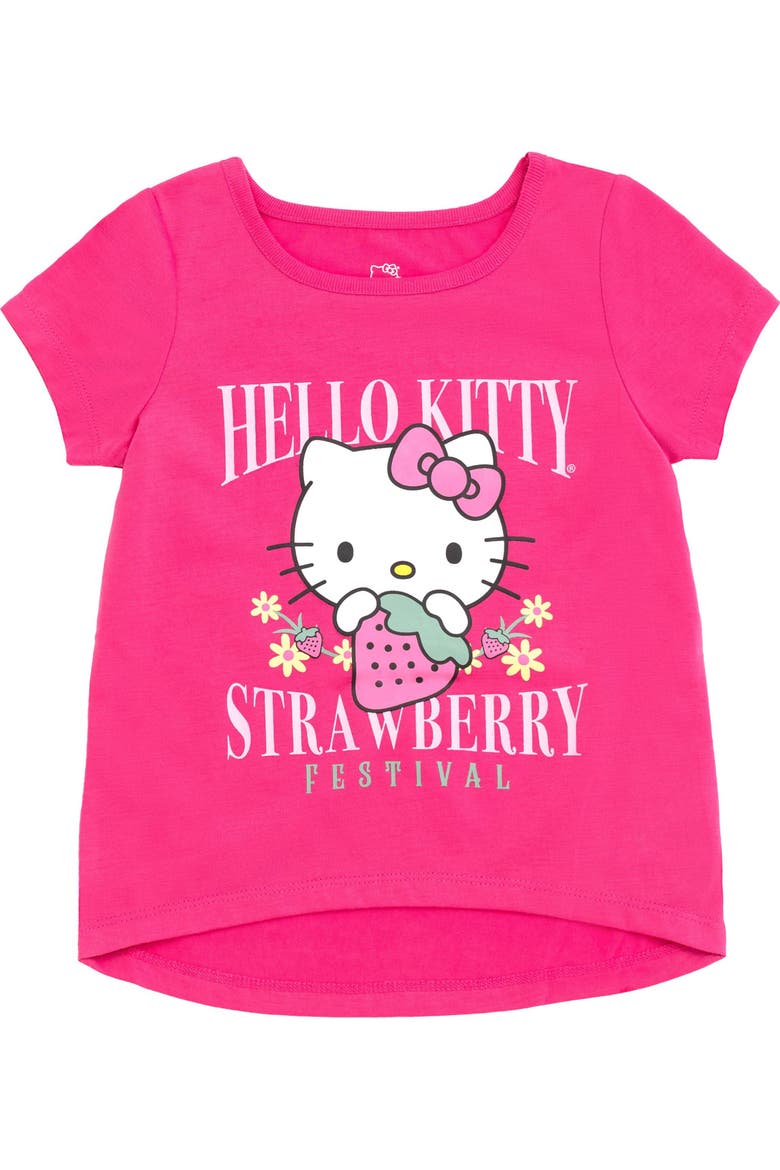 T-Shirt and French Terry Shorts Set, Alternate, color, Carmine Rose