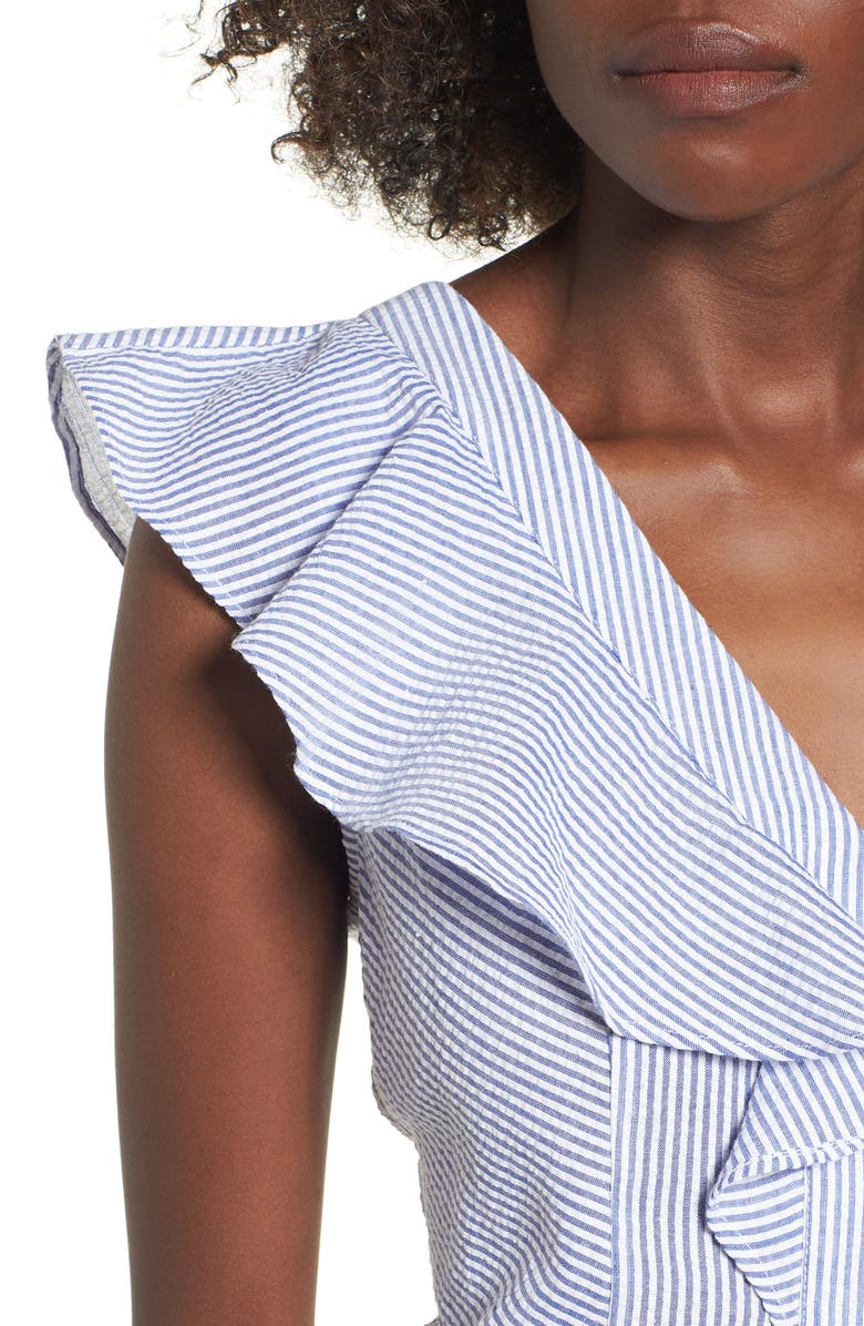 Socialite Ruffle Seersucker Crop Top, Alternate, color,