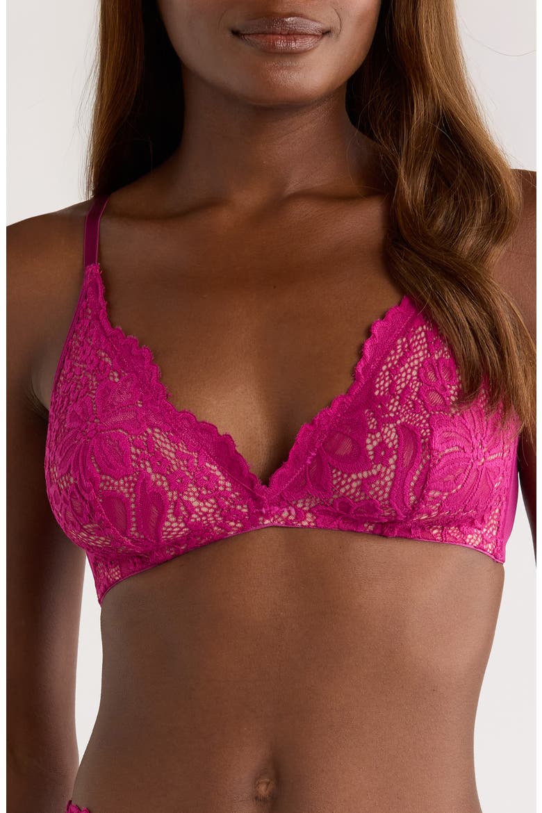 Floral Lace Triangle Bralette, Main, color, BOYSENBERRY