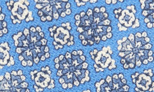 David Donahue Floral Medallion Print Silk Tie In Blue