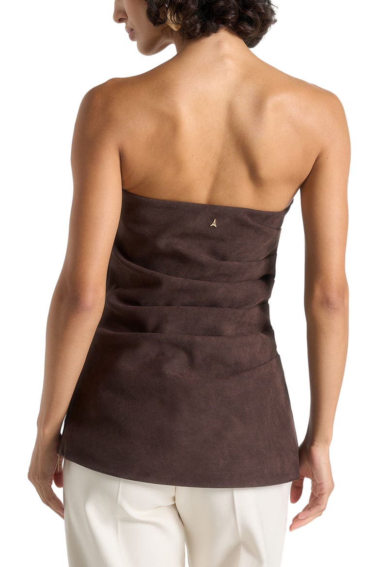 Laurena Suede Tacked Longline Bandeau Top, Alternate, color, Brown