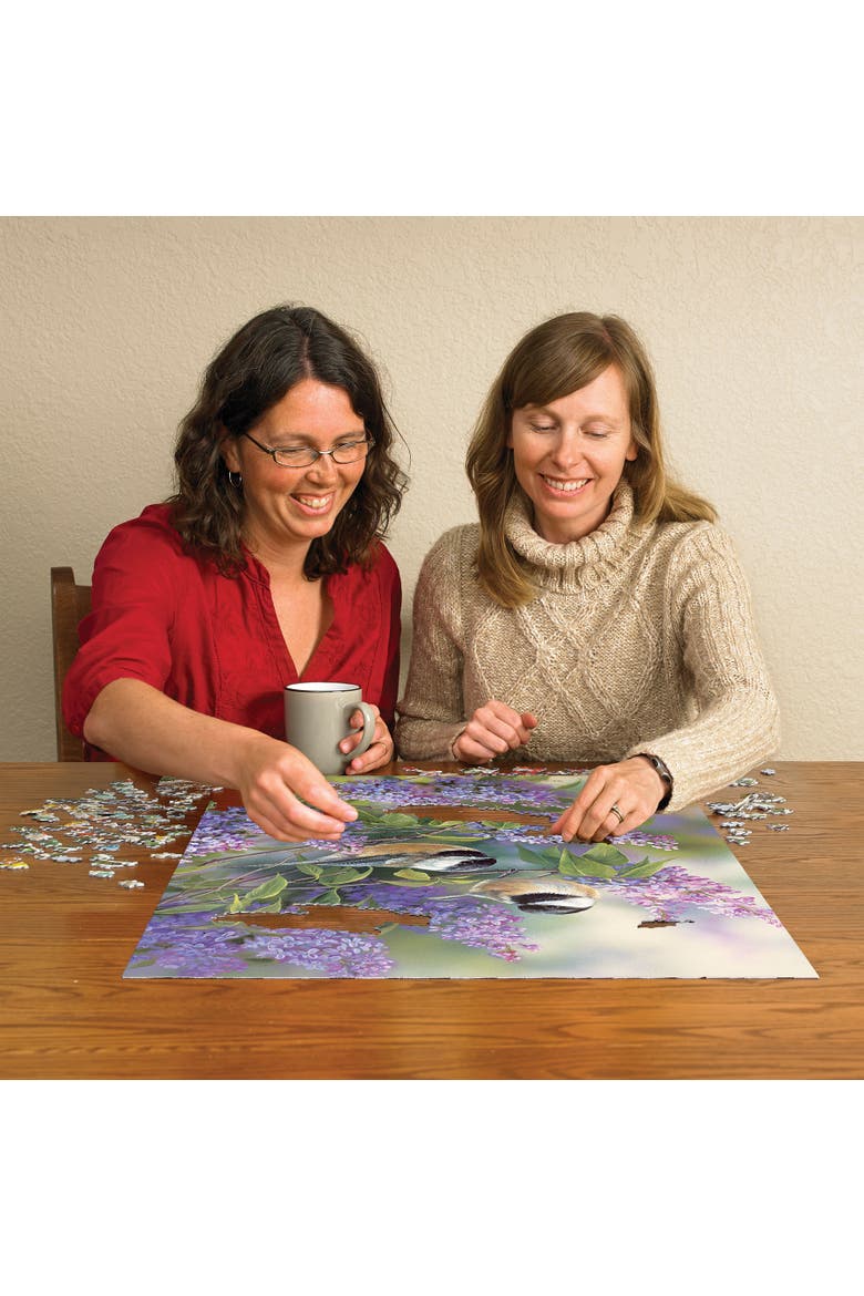 1000 Piece Puzzle Chickadees & Lilacs Reference Poster Included, Alternate, color, Multicolored