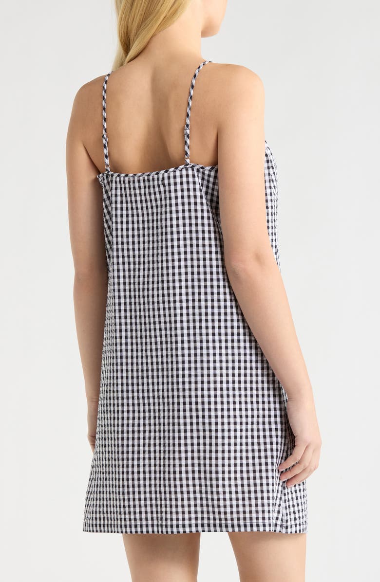 French Connection Gingham Seersucker Chemise, Alternate, color, Utility Blue Combo