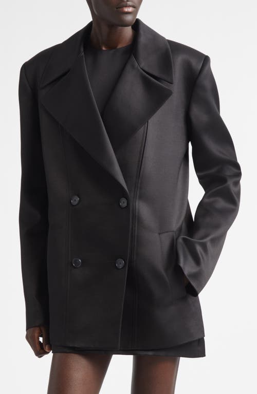 Brandon Maxwell The Elliot Double Breasted Virgin Wool & Silk Evening Jacket In Black