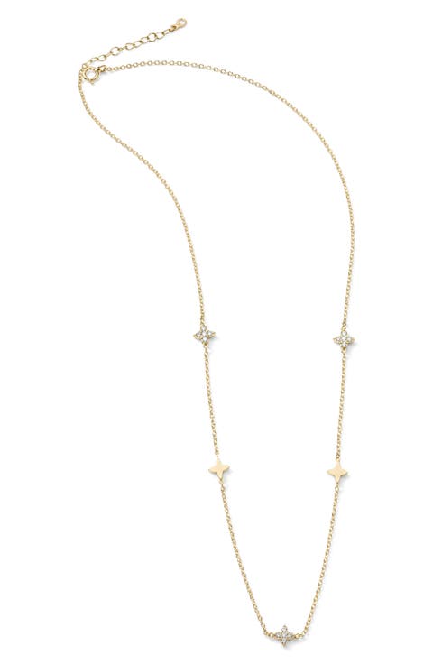 Pavé Flower Station Necklace