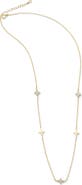Argento Vivo Sterling Silver Pavé Flower Station Necklace