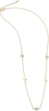 Argento Vivo Sterling Silver Pavé Flower Station Necklace