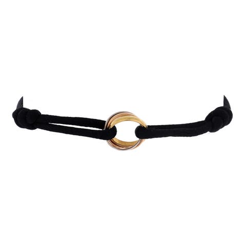 Trinity On Cord Bracelet Silk Cord with 18K Tricolor Gold