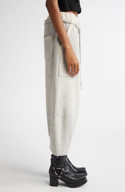 R13 Deconstructed Drop Crotch Crop Sweatpants In Heather Grey W/oatmeal