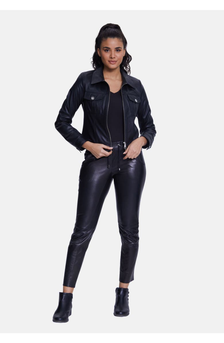 Furniq UK Cressida Leather Jacket, Main, color, Black Nappa