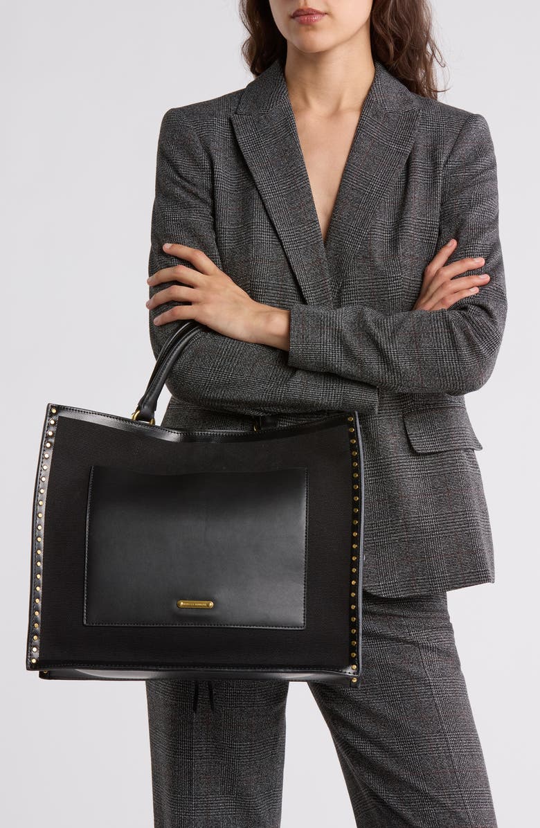 Rebecca Minkoff Darren Canvas & Leather Surplus Tote, Alternate, color,