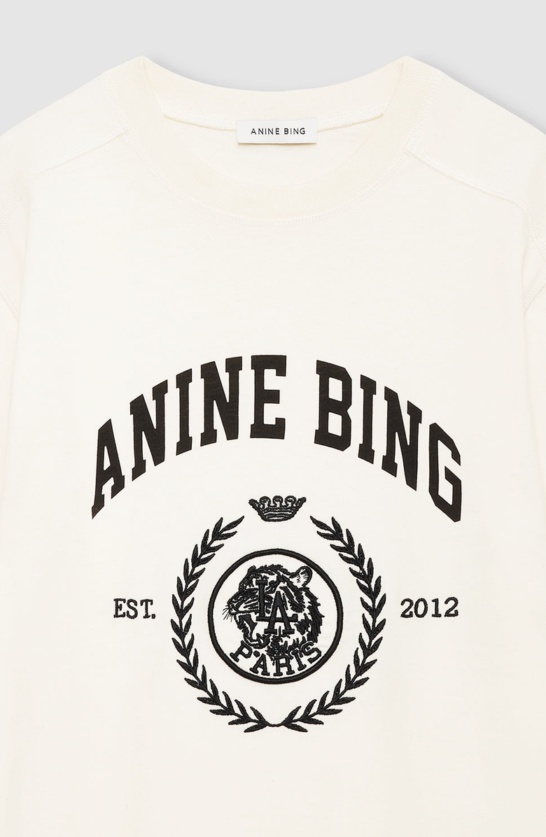 ANINE BING Jaylin Collegiate Tee, Alternate, color, Washed Cream