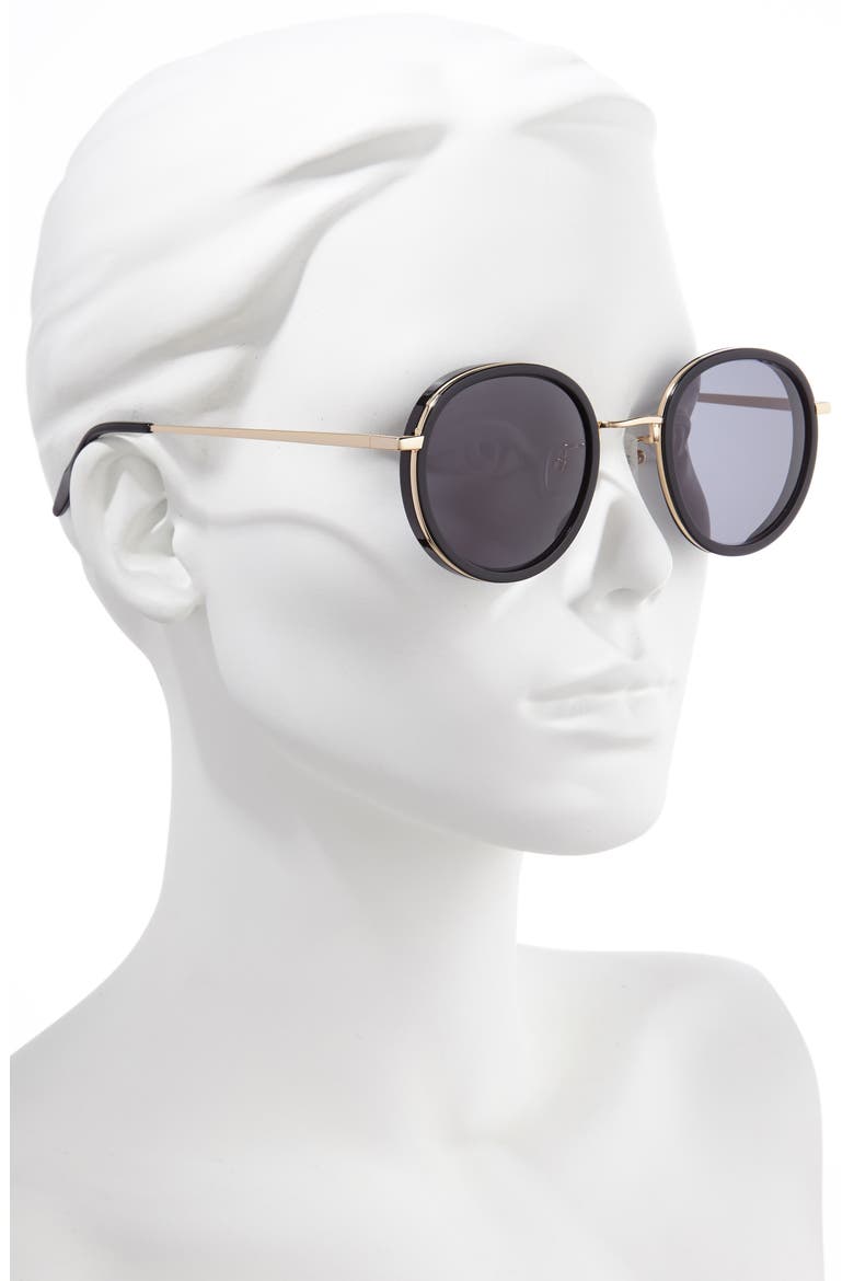 52mm Round Sunglasses, Alternate, color, BLACK