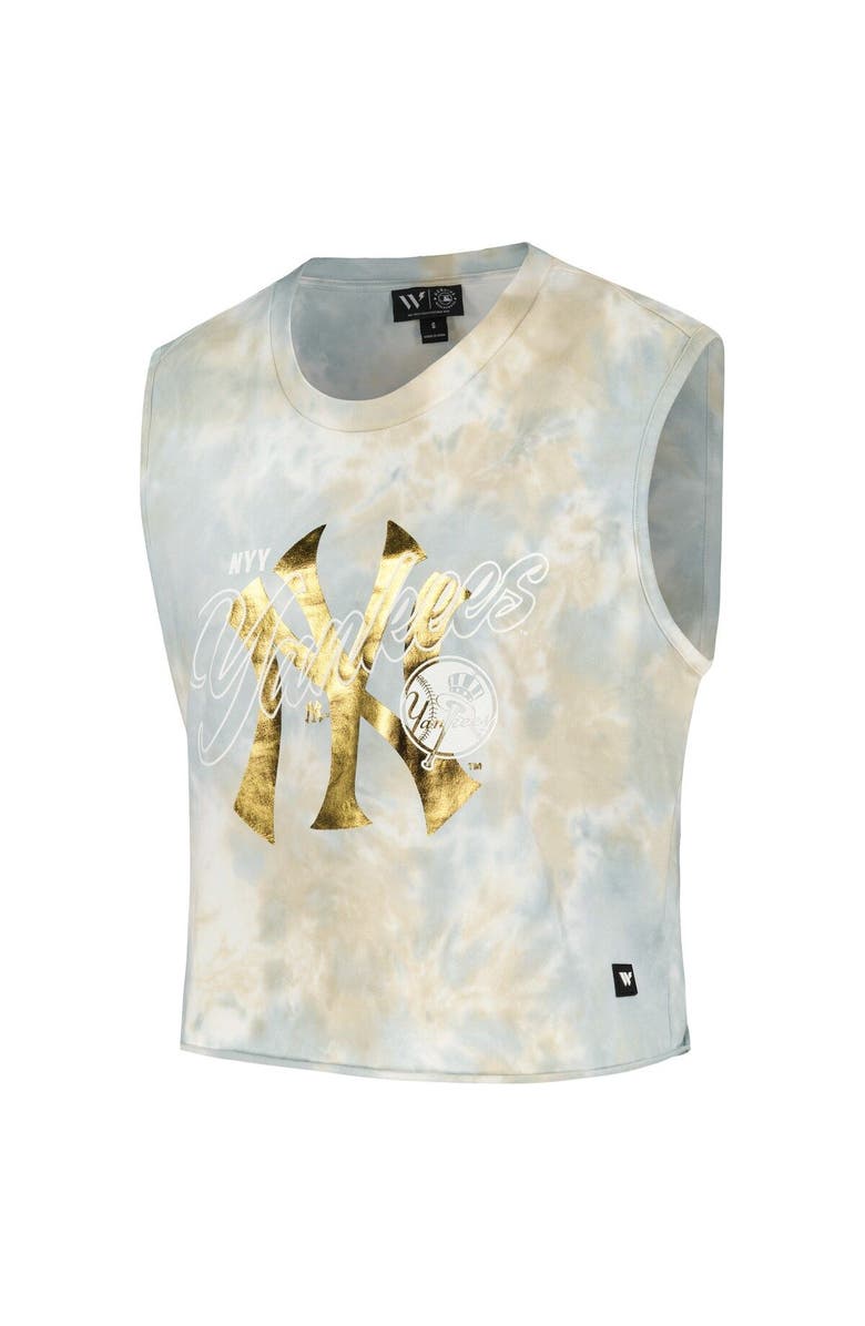 THE WILD COLLECTIVE Women's The Wild Collective White New York Yankees Washed Muscle Tank Top, Alternate, color, 