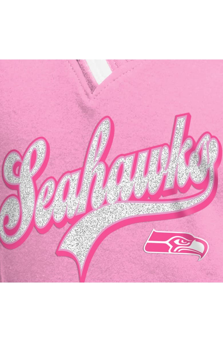New Era Girl's Youth New Era Pink Seattle Seahawks Mommy & Me Multiplier Raglan V-Neck T-Shirt, Alternate, color, Pink