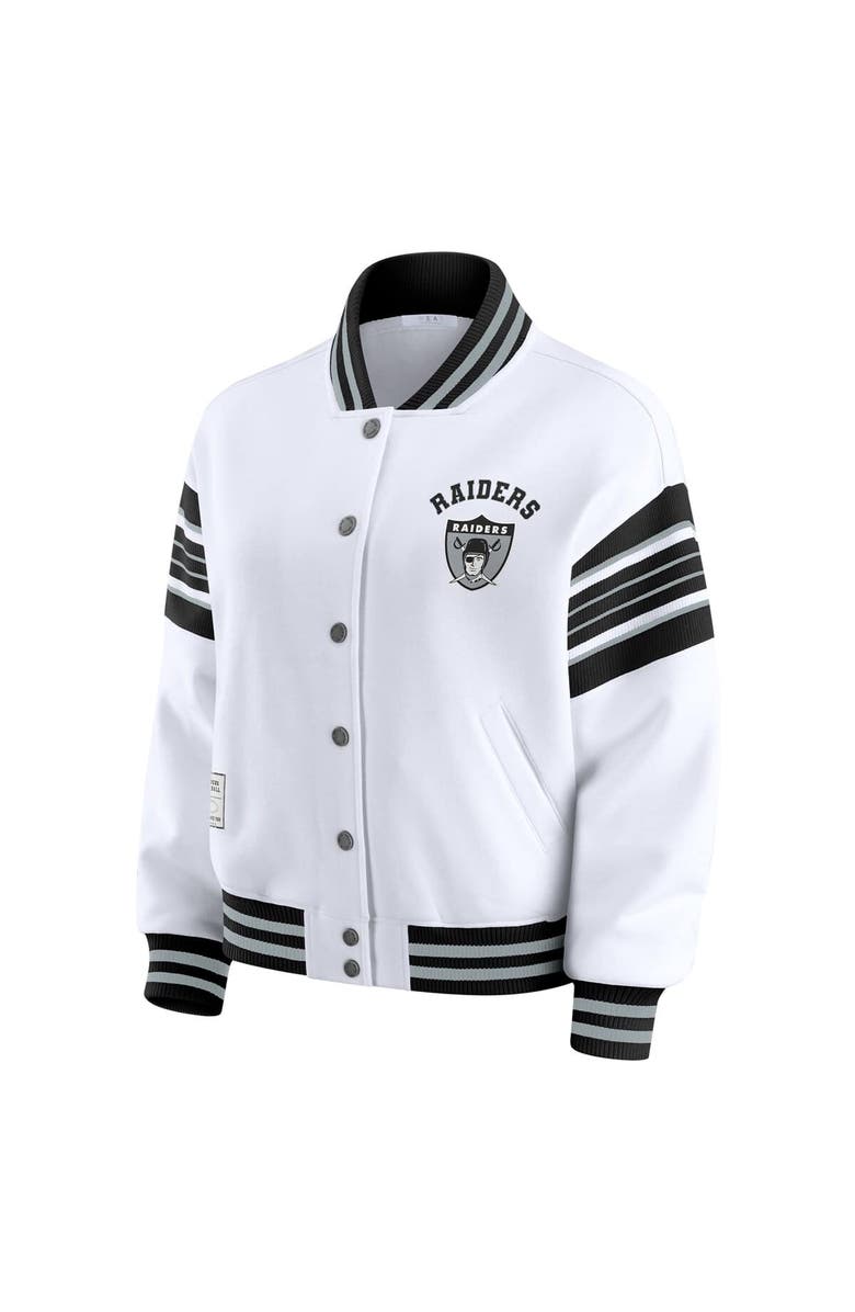 WEAR by Erin Andrews Women's WEAR by Erin Andrews White Las Vegas Raiders Full-Snap Fleece Sweatshirt Jacket, Alternate, color, 