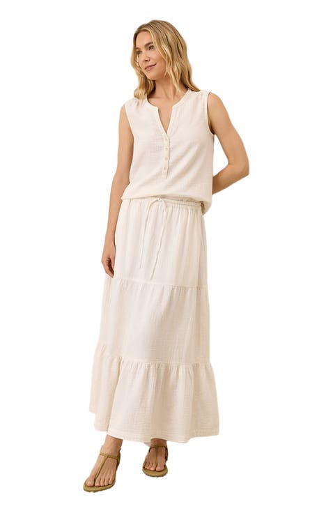 Organic Cotton Coastal Double Gauze Henley Tank