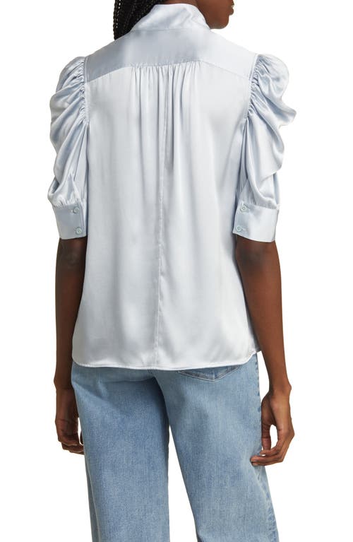 Frame Gillian Three-quarter Sleeve Silk Button-up Shirt In Denim Blue