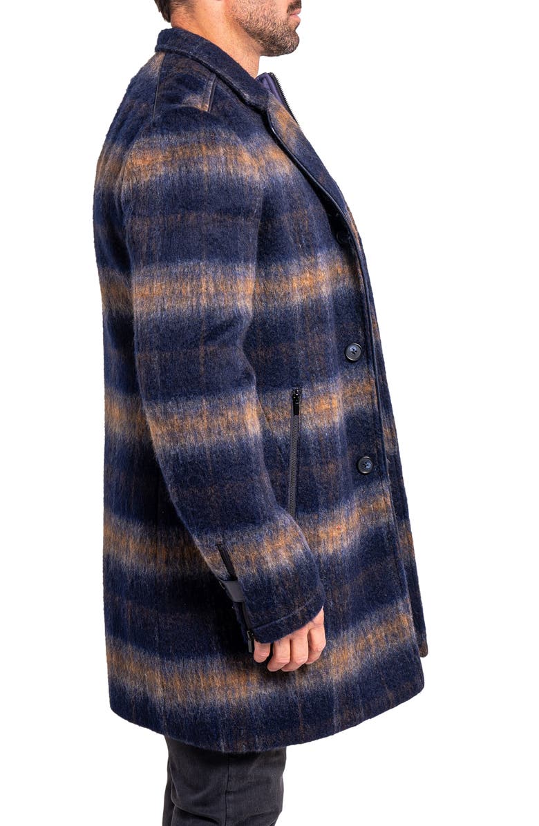 Maceoo Ascension0003 Black Brushed Cotton Blend Peacoat with Dickey, Alternate, color, Black