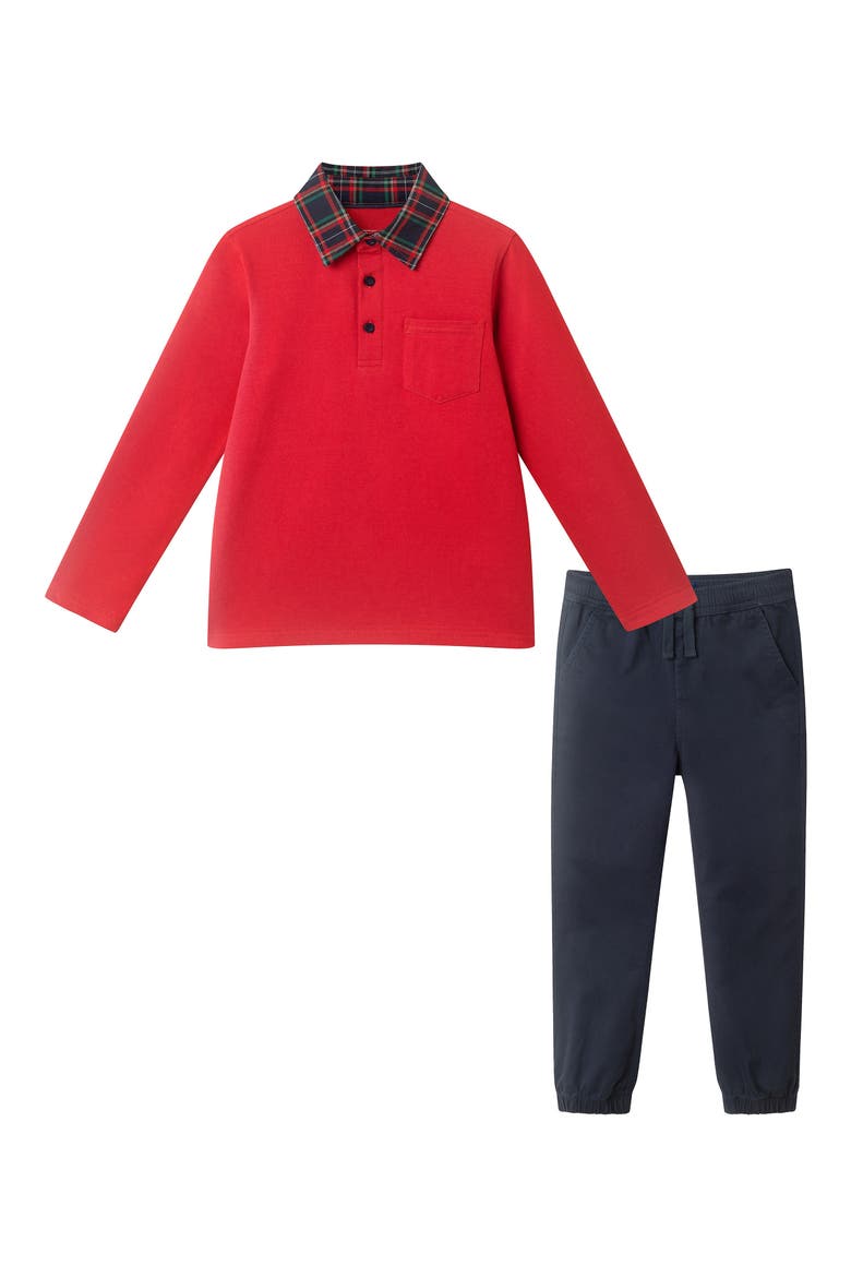 Kids' Long Sleeve Polo & Pants Set, Main, color, RED POLO