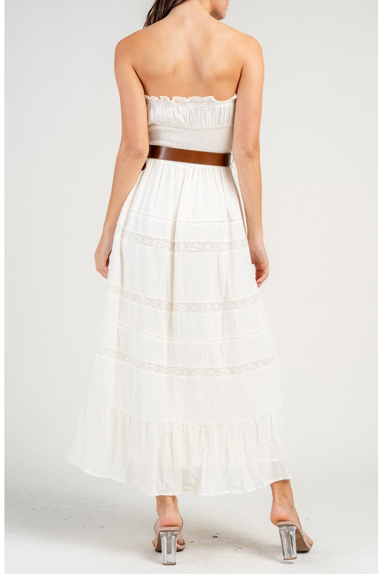 Strapless Long Crepe Dress, Alternate, color, IVORY