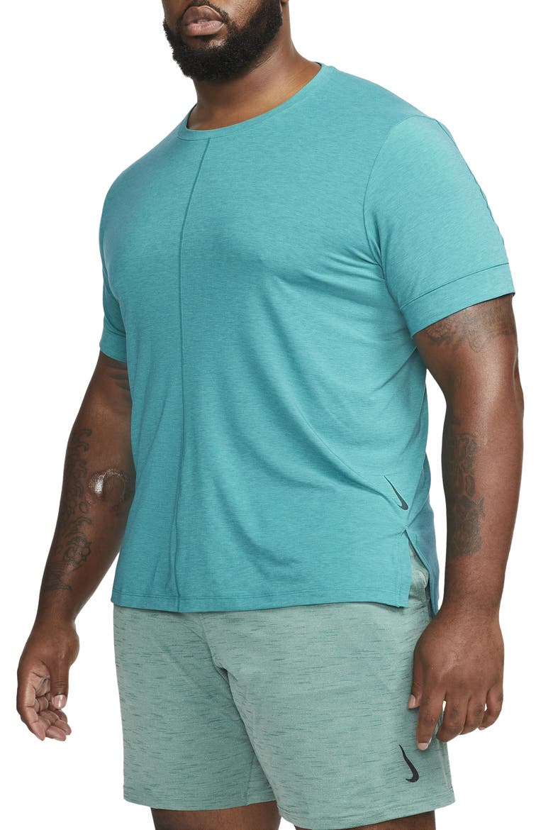 Dri-FIT Yoga T-Shirt, Alternate, color, GEODE TEAL/ ROMA GREEN/ BLACK
