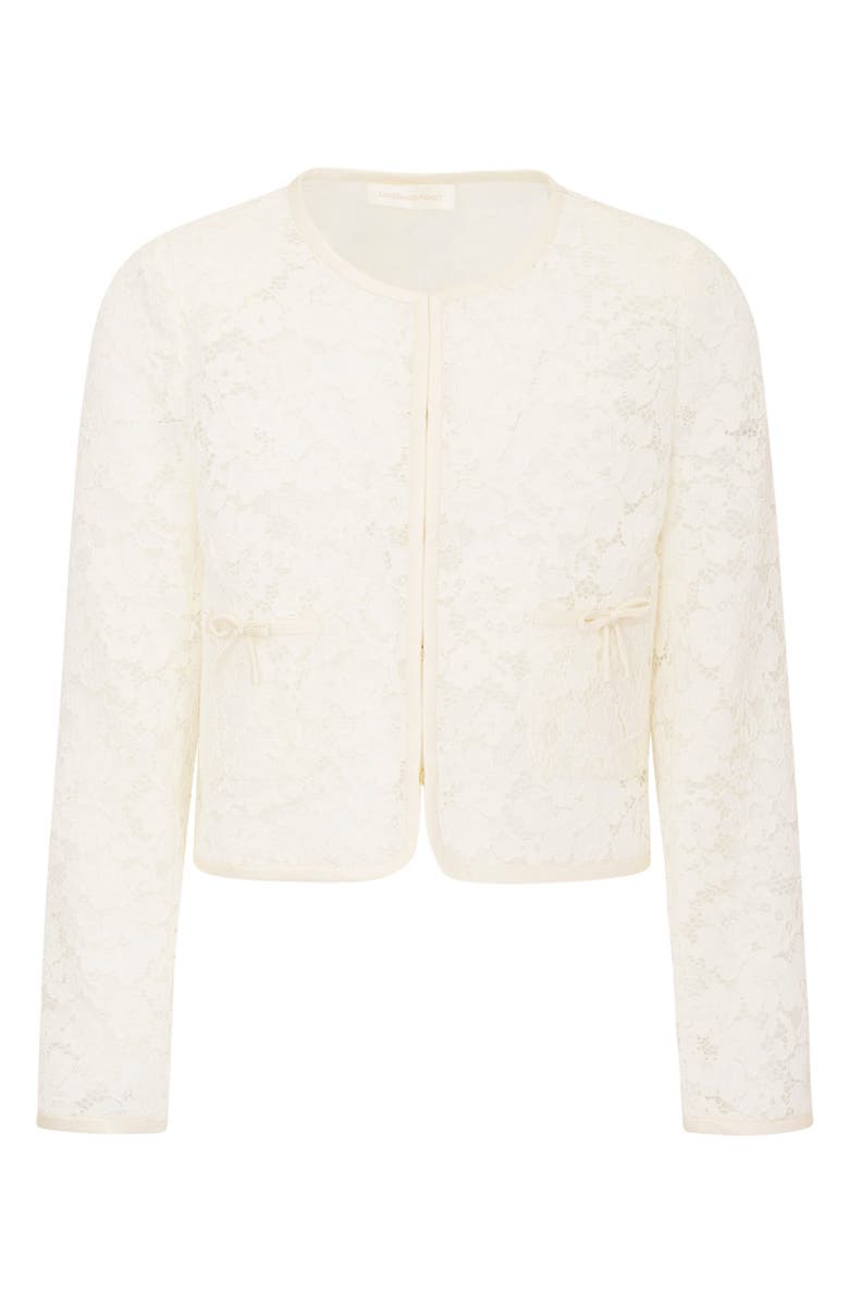 LoveShackFancy Kids' Mini Junetta Lace Crop Jacket, Main, color, Ivory
