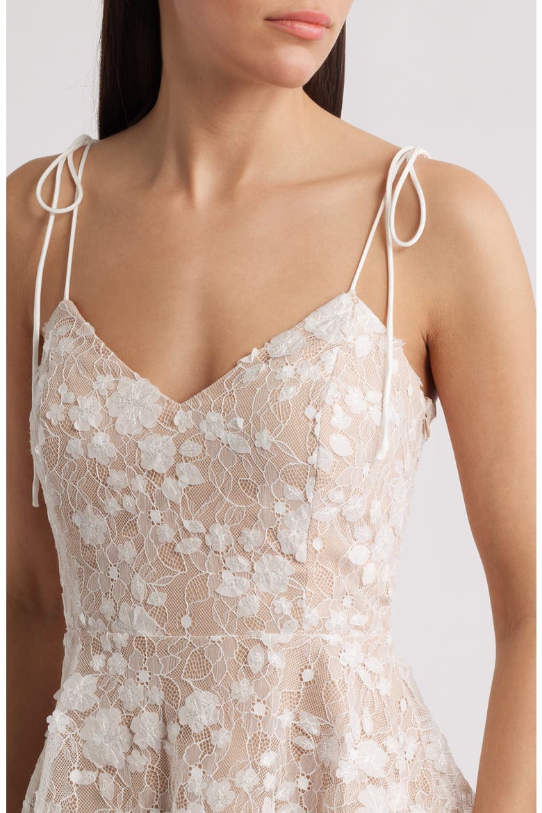 April Tie Strap Tiered Lace Cocktail Dress, Alternate, color, WHITE