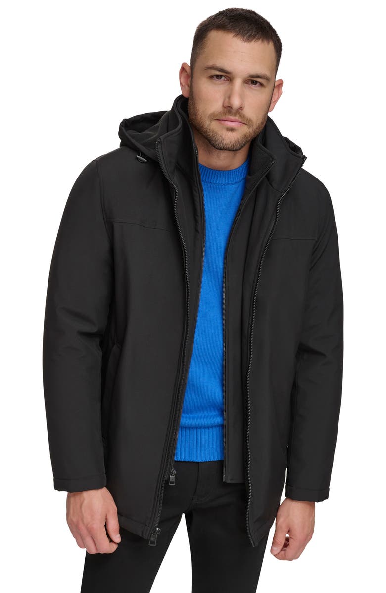 Calvin Klein Hooded Bib Jacket, Alternate, color, Black