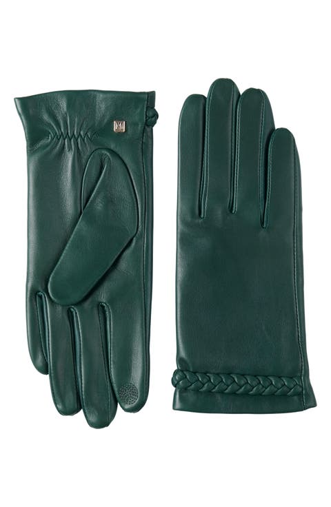 Braided Cuff Leather Gloves