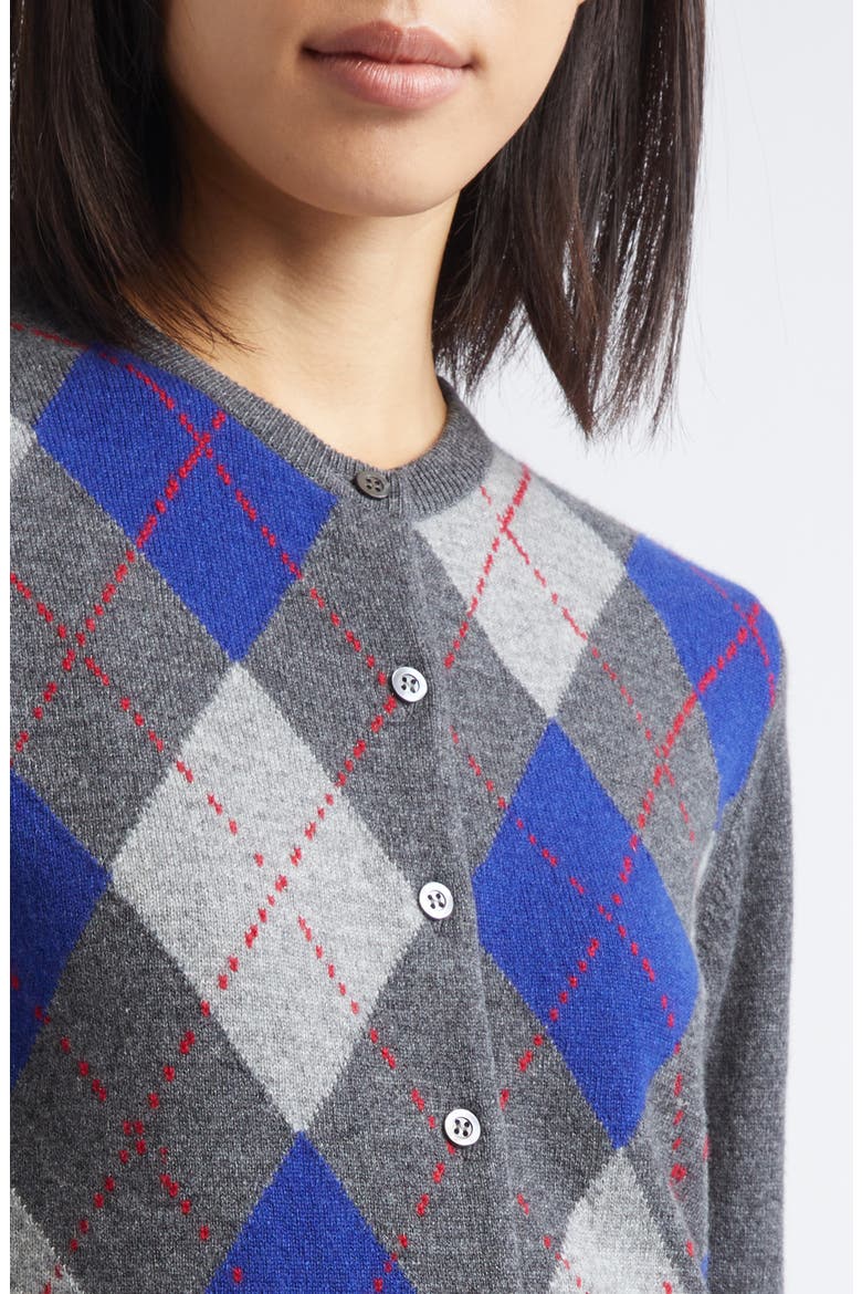 Clan Argyle Plaid Cashmere Cardigan, Alternate, color, MID GREY COLOURWAY