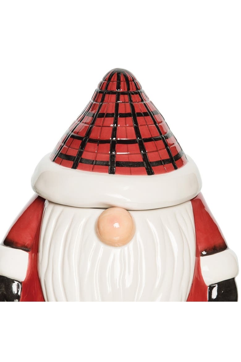 Plaid Gnome Cookie Jar Kitchen Storage Decor, Alternate, color, Red