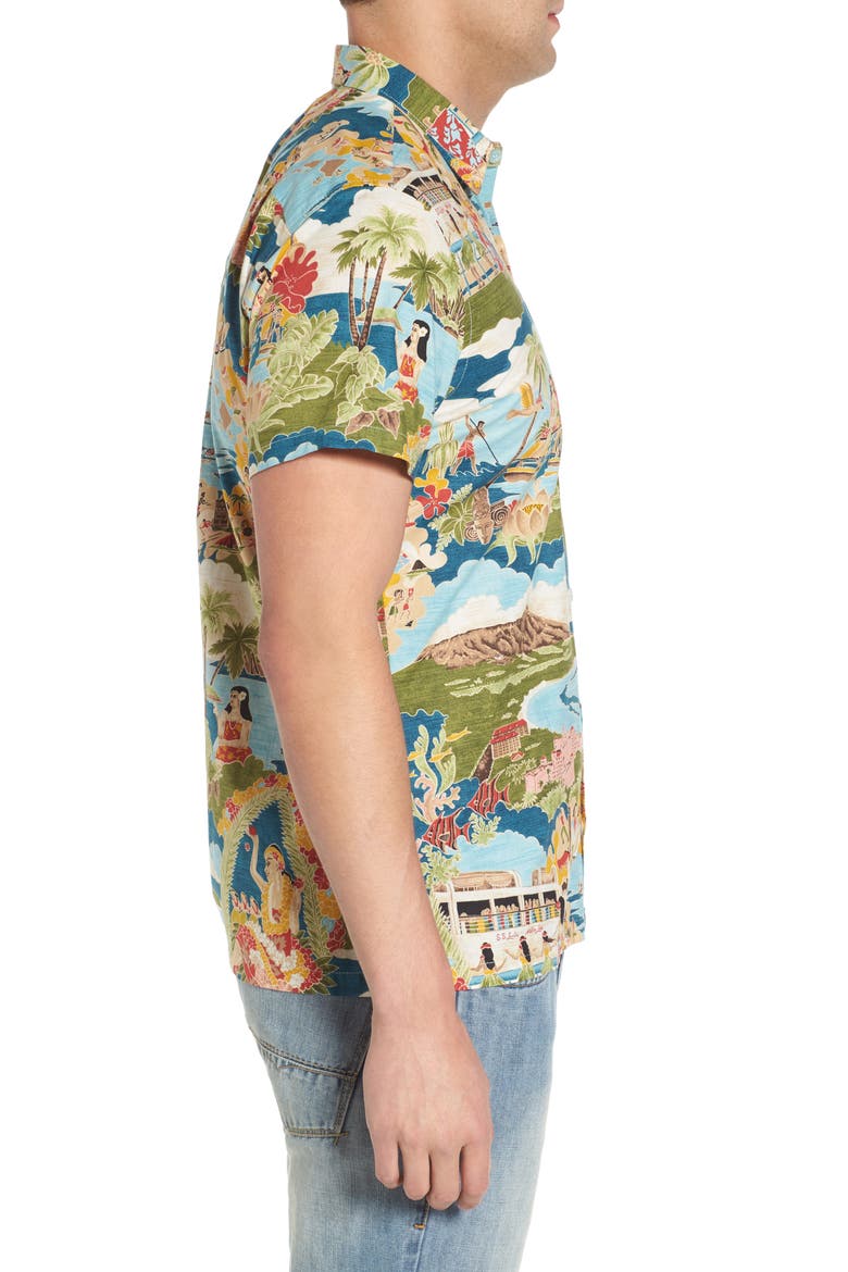 Boat Day Aloha Sport Shirt, Alternate, color, LAGOON